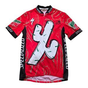 AUSSIE Cactus Cup Cycling Jersey Men Size Medium Red Specialized Mountain Dew